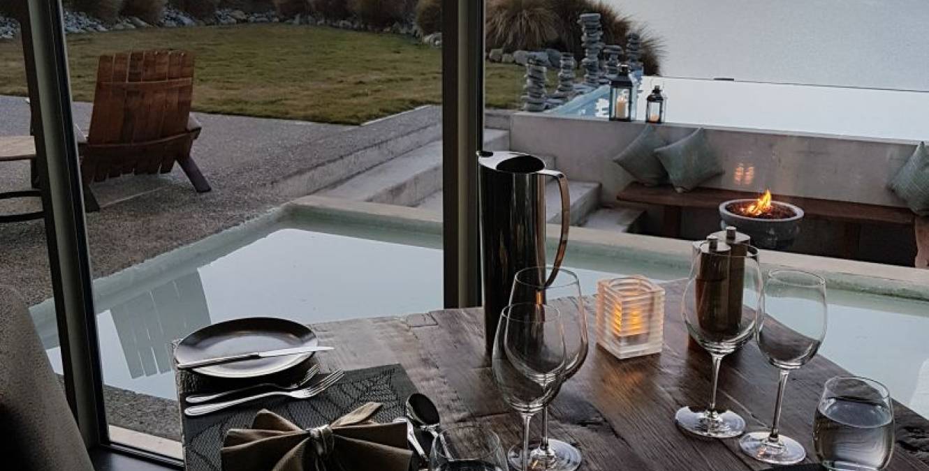 Winter dining with views of Aoraki Mt Cook and Lake Pukaki