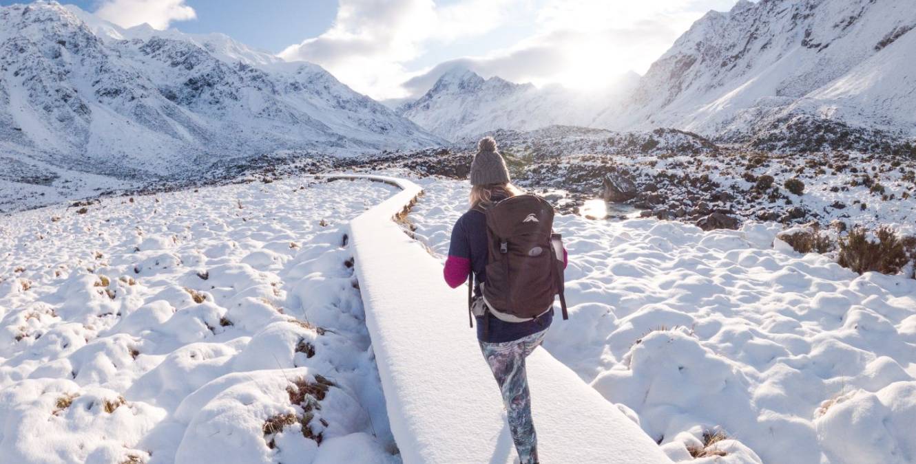 Guests can visit the nearby Hooker Valley Track, a magical wonderland in winter